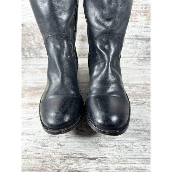 Womens' FRYE Melissa Black Leather Button Inside Zip Tall Riding Boots Sz 9B - Picture 5 of 13